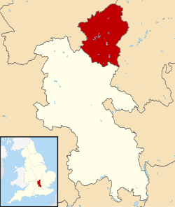 Milton Keynes shown within Buckinghamshire and England
