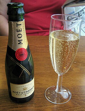 Moet champagne and glass.