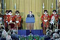 イギリス議会で演説するロナルド・レーガン大統領 (1982年、ロンドン)