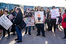 Protesters in San Antonio, Texas Protest from Pax South attendees following President Trump's executive order to decrease access to healthcare and a travel ban on 7 Muslim-majority nations. (32571232546).jpg