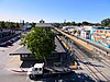 Overhead view of a suburban railroad station