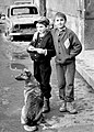 Children pose with their dog outside their home in the Baščaršija (old town) district.