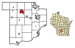 Location of Reedsburg in Sauk County, Wisconsin.