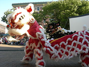 Lion dance at Seattle's Chinatown-Internationa...