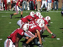 2007 offense lined up for a play StanfordUniversityFootballOffense2007.jpg