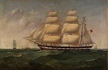 An English barque named Rajah of Sarawak, after James Brooke (drawn by Samuel Walters, c. 1850) The barque of Rajah of Sarawak.jpg