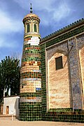 One of the mausoleum's tiled minarets