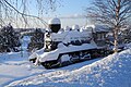 preserved VR Class Tk3 steam locomotive (no. 1147) covered with snow at Rovaniemi railway station in Rovaniemi, Finland