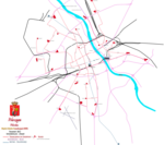 Tram- en metronet in 2012. Tevens de (meest actuele) uitbreidingswerkzaamheden en -plannen aangegeven.