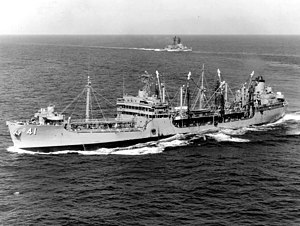 USS Mattaponi (AO-41) underway in the Gulf of Tonkin in December 1968