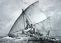 Canoa tradizionale. 1842. Dipinto di Louis Le Breton