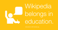 Wikipedia belongs in education sticker, yellow.svg