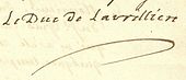 signature de Louis Phélypeaux de Saint-Florentin, duc de La Vrillière