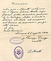 Lasciapassare per Tuenno 1.8.1914