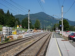 Kitzbühel, Bauarbeiten am Bahnsteiggleis 1