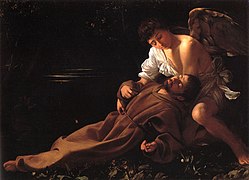 San Francisco de Asís en éxtasis de Caravaggio, c. 1595,