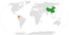 Location map for China and Colombia.