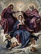 維拉斯奎茲的《聖母加冕（英語：Coronation of the Virgin (Velázquez)）》，176 × 134cm，約繪於1644年，1819年始藏，來自腓力四世的收藏[66]