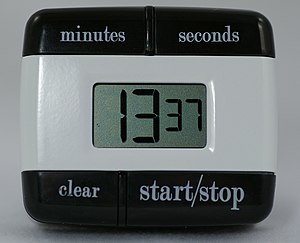 A digital timer for kitchen use.