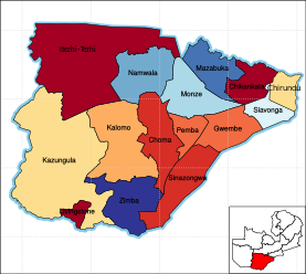 موقعیت استان جنوبی (زامبیا) در نقشه