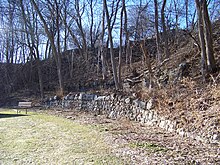 One of many stone retaining walls