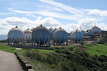 LPG Horton sphere tanks at a Repsol Butano facility in Gijon, Spain Esferas Horton, factoria Repsol Butano, Gijon.jpg
