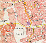 Läge på en karta från 1861