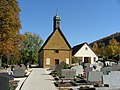 Friedhof mit Friedhofsmauer sowie Kapelle, Portal, Leichenhäuschen, Wegkapelle und Lourdesgrotte