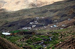 Hikkim Village and water reservoir used for irrigation.