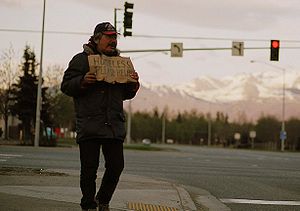 Homeless man in Anchorage, Alaska