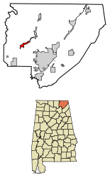 Location of Pleasant Groves in Jackson County, Alabama.