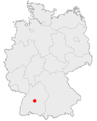 Deutschlandkarte, Position von Tübingen hervorgehoben