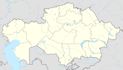 Mapa konturowa Kazachstanu, u góry znajduje się punkt z opisem „TOB”