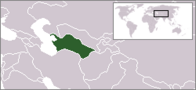 A map showing the location of Turkmenistan