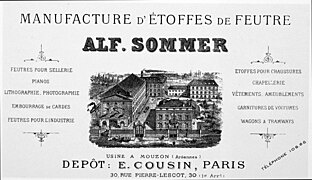 Publicité de l'ancienne manufacture de feutre de la famille Sommer.
