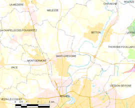 Mapa obce Saint-Grégoire