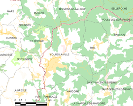 Mapa obce Cours-la-Ville