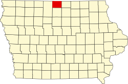 Vị trí quận Winnebago trong tiểu bang Iowa ở Hoa Kỷ