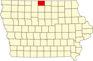 Map of Iowa highlighting Winnebago County