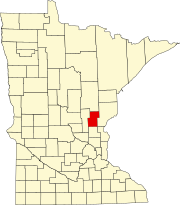 Map of Minnesota highlighting Kanabec County Map of Minnesota highlighting Kanabec County.svg