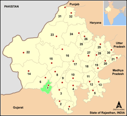 Расположение района Сирохи в Раджастане