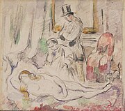 Paul Cézanne's graphite and watercolor version of Olympia.