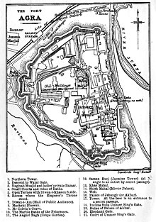 Plan of the Red Fort, Agra, from Murray's Handbooks for Travellers 1911 Plan du fort d'Agra (1901).jpg