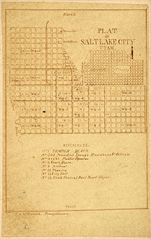 Surveyor's plan of Salt Lake City, circa 1870s - an example of a typical, uniform, square-grid street network Platslc.jpg