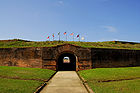 Poterna no fosso do Forte Morgan, Alabama, Estados Unidos