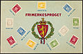 «Frimerkesproget» viser hvordan en kan sende hemmelige kjærlighetsbeskjeder med frimerket på postkort. Foto: Oppi Kunstforlag (Kristiania) / Nasjonalbiblioteket