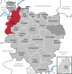 Elhelyezkedése Baden-Württemberg térképén