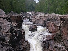 Sand River water cascades looking upstream