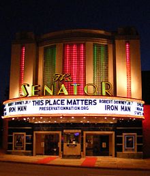 Senator Theatre with 2008 marquee Senator Theater.jpg