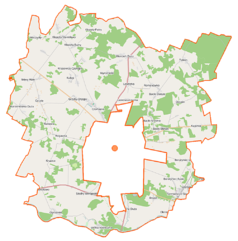 Mapa konturowa gminy wiejskiej Siemiatycze, po lewej znajduje się punkt z opisem „Rogawka, cerkiew”